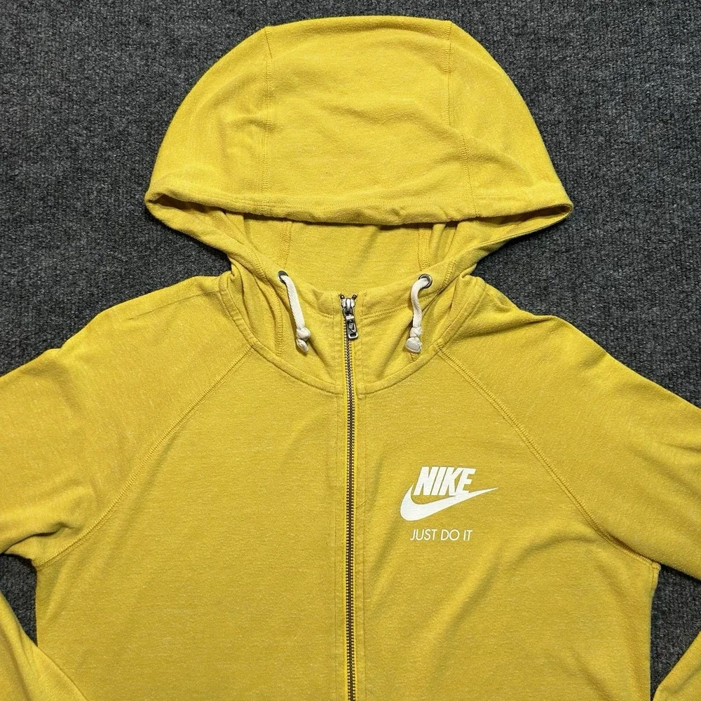 Nike Womens Gym Vintage Full-Zip Hoodie Varsity Maize Yellow Size Medium M